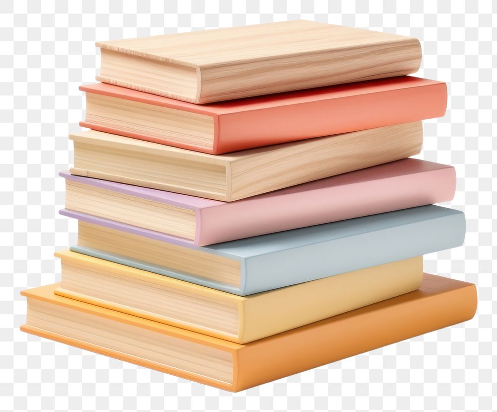 PNG  Stack of books publication wood white background. AI generated Image by rawpixel.