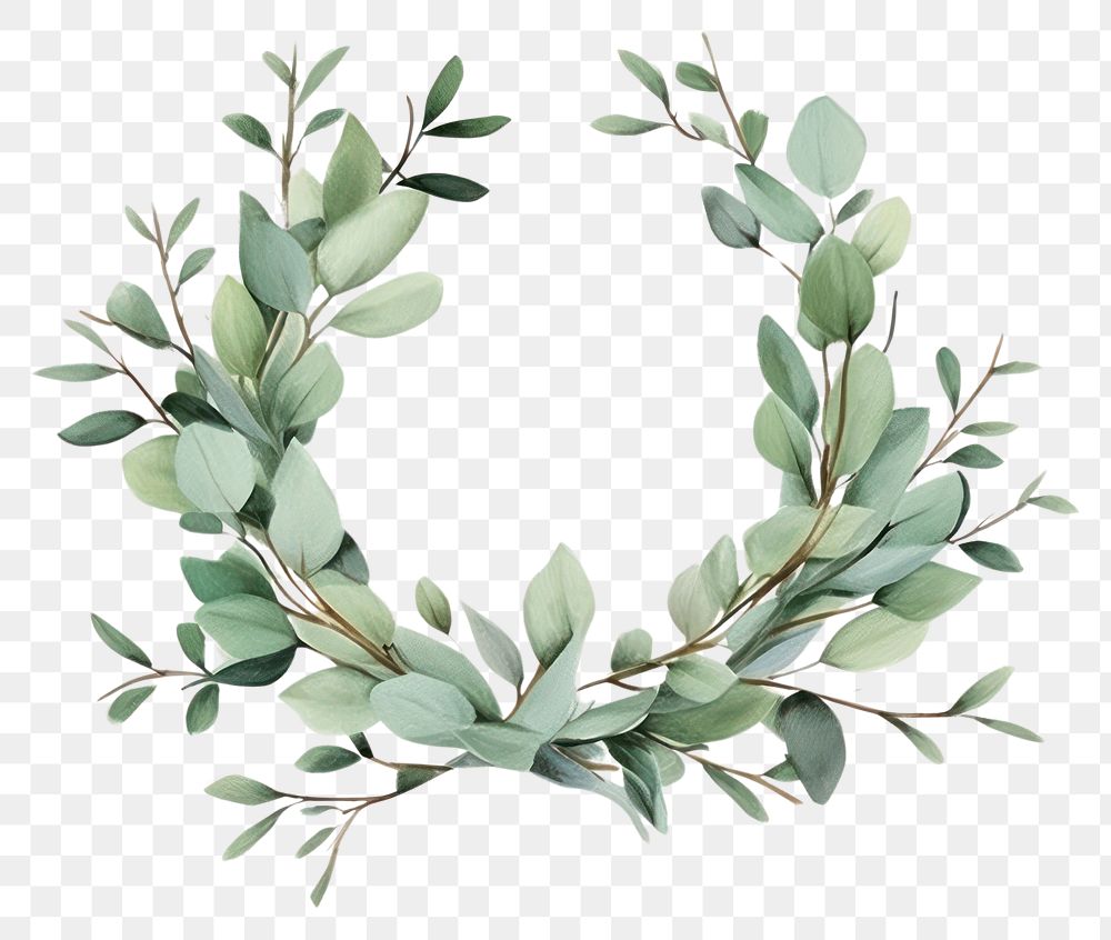 PNG  Wreath plant Eucalyptus wreath pattern leaf. AI generated Image by rawpixel.