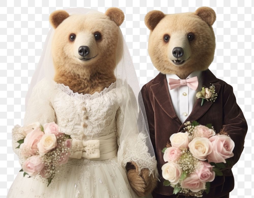 PNG The wedding of the baby bear flower mammal dress. AI generated Image by rawpixel.