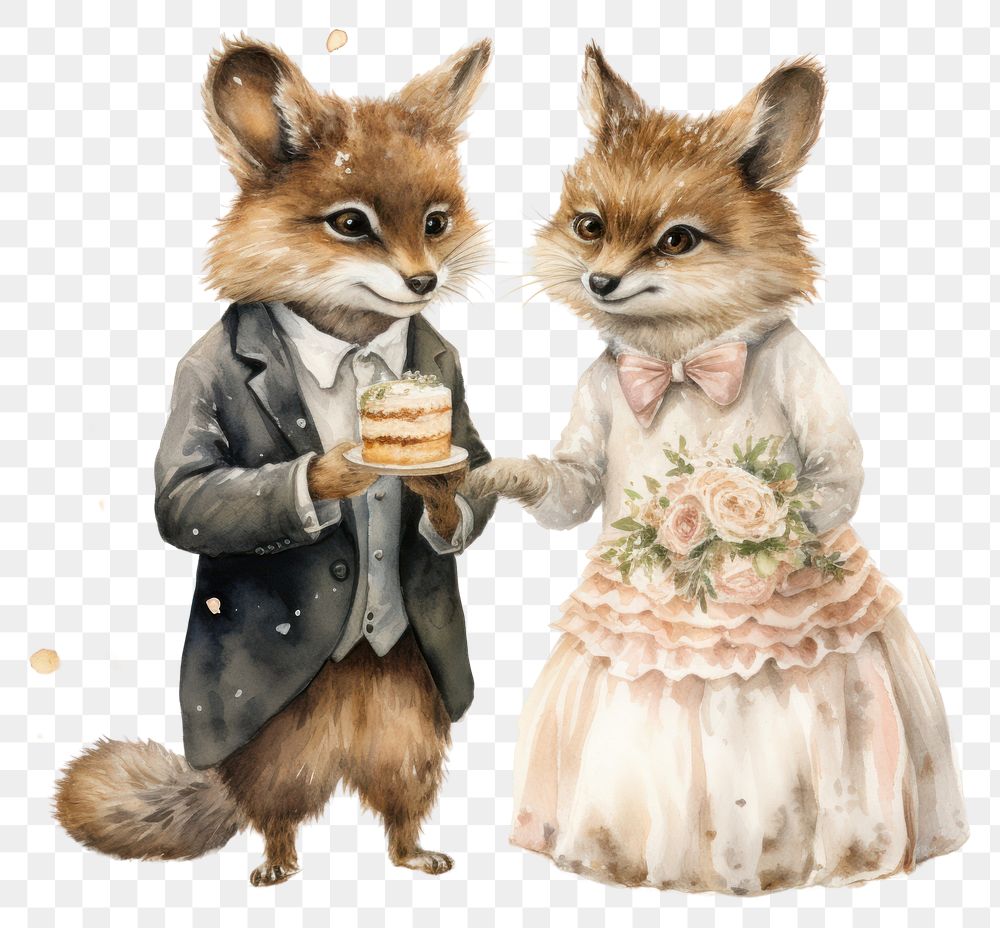 PNG The wedding of the baby fox mammal animal adult. AI generated Image by rawpixel.