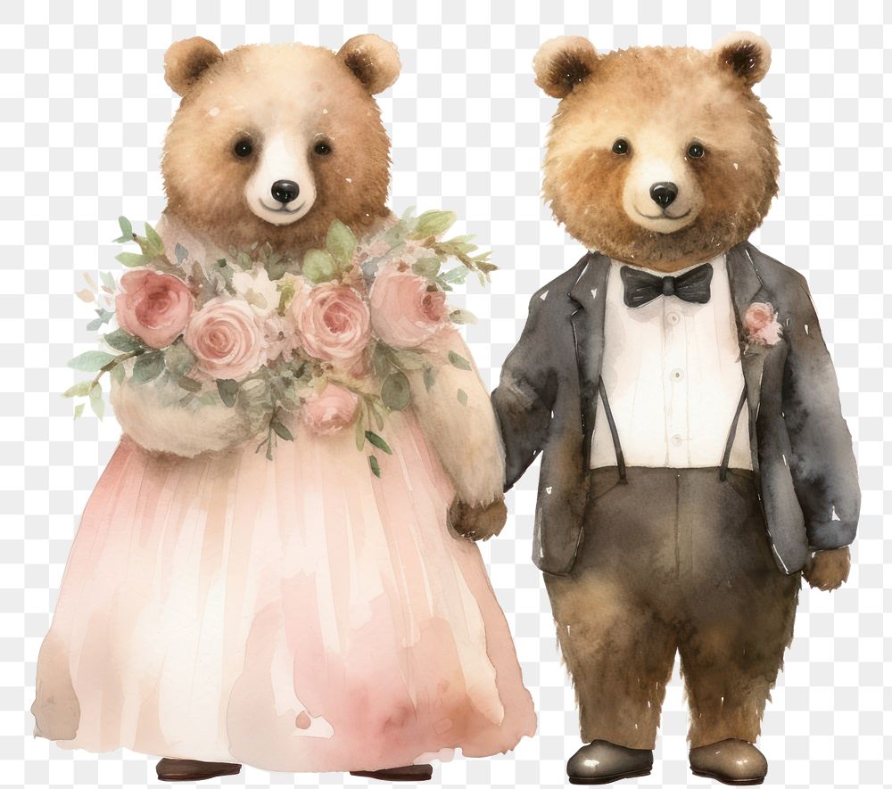 PNG The wedding of the baby bear mammal toy white background. AI generated Image by rawpixel.
