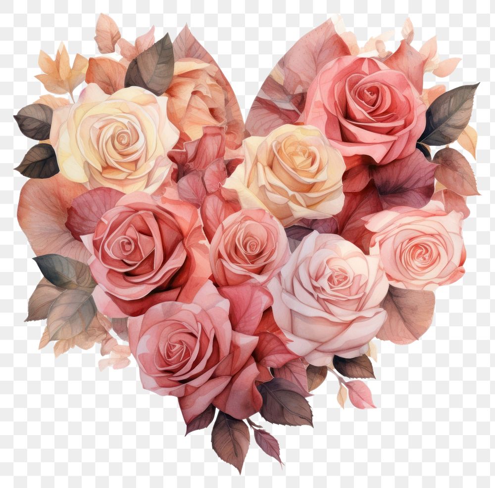 PNG The roses decorated in heart shape flower petal plant. AI generated Image by rawpixel.