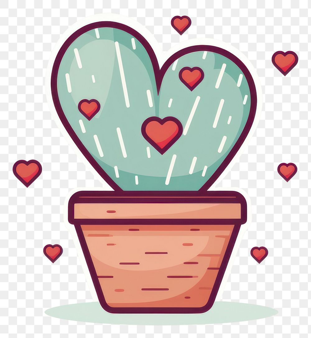 PNG The cactus decorated in heart shape plant illustrated creativity. AI generated Image by rawpixel.