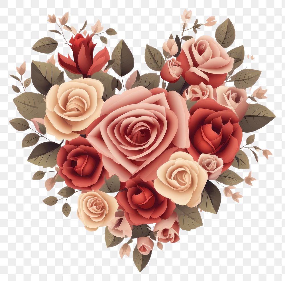 PNG The roses decorated in heart shape pattern flower plant. AI generated Image by rawpixel.