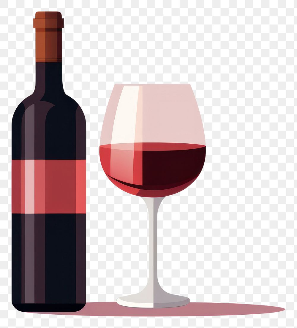 PNG  Wine bottle with glass drink refreshment drinkware. AI generated Image by rawpixel.