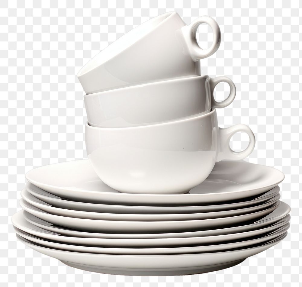 PNG  Pile of White Dishware porcelain dishware saucer. 