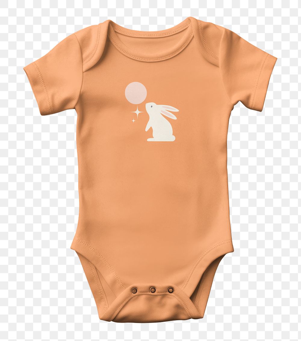 Orange romper png baby's clothes, transparent background
