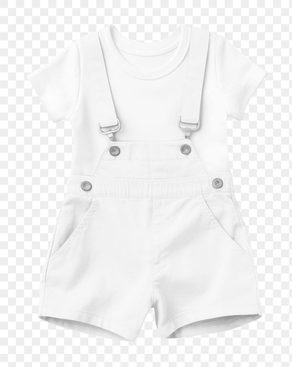 Baby clothes png white tee & dungarees, transparent background