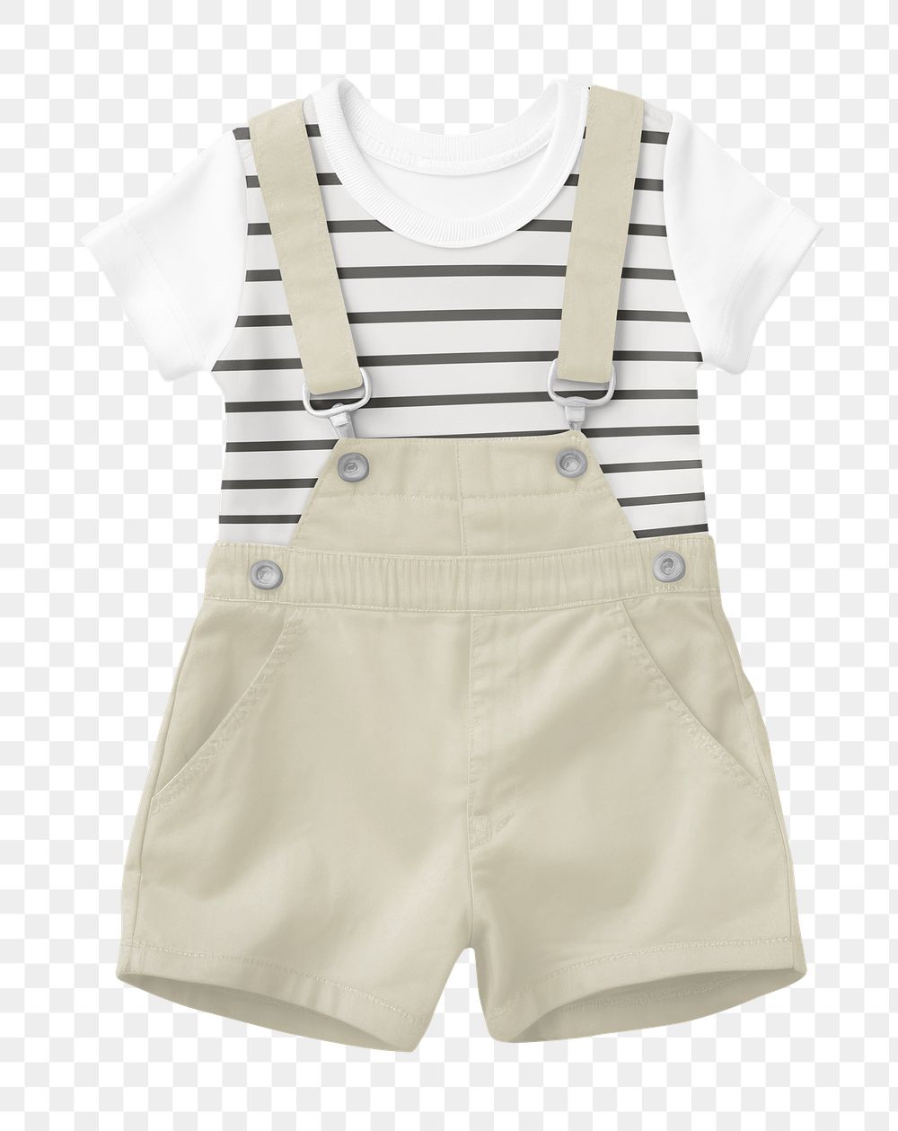 Baby clothes png tee & dungarees, transparent background