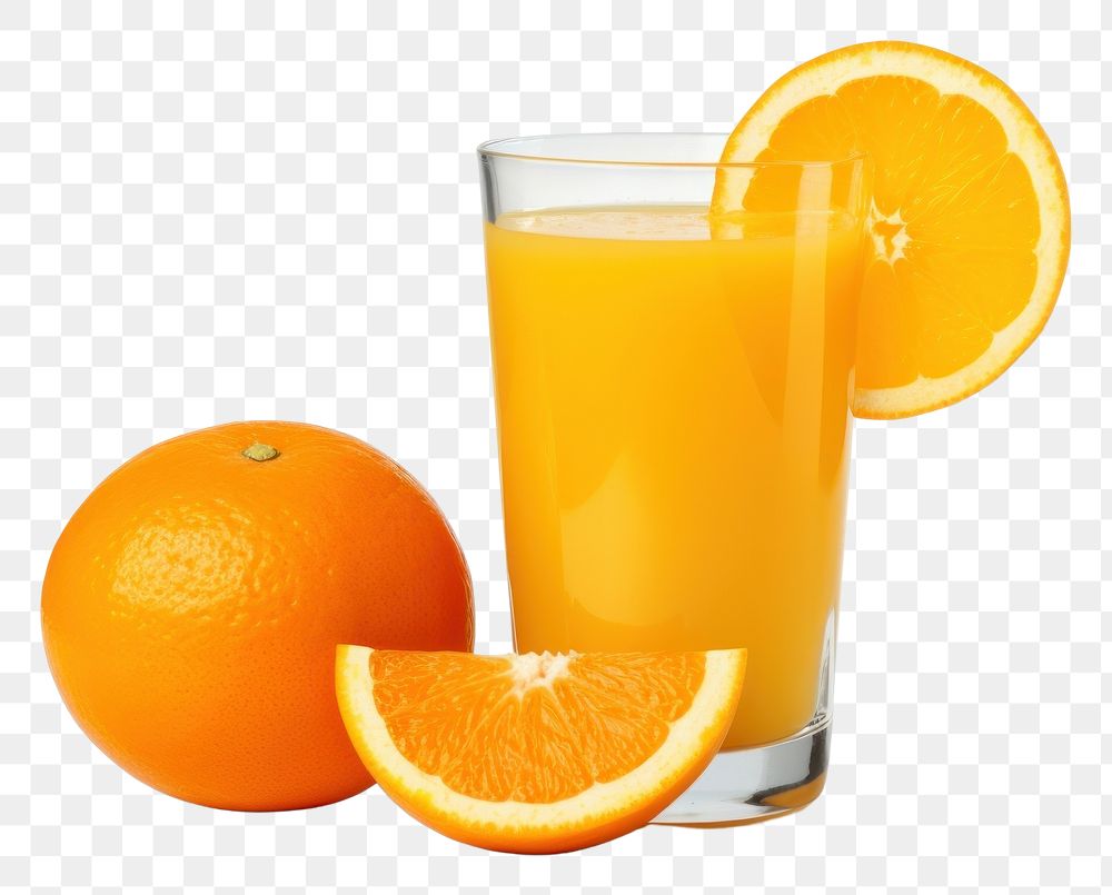 PNG Glass of orange juice fruit drink slice. AI generated Image by rawpixel.