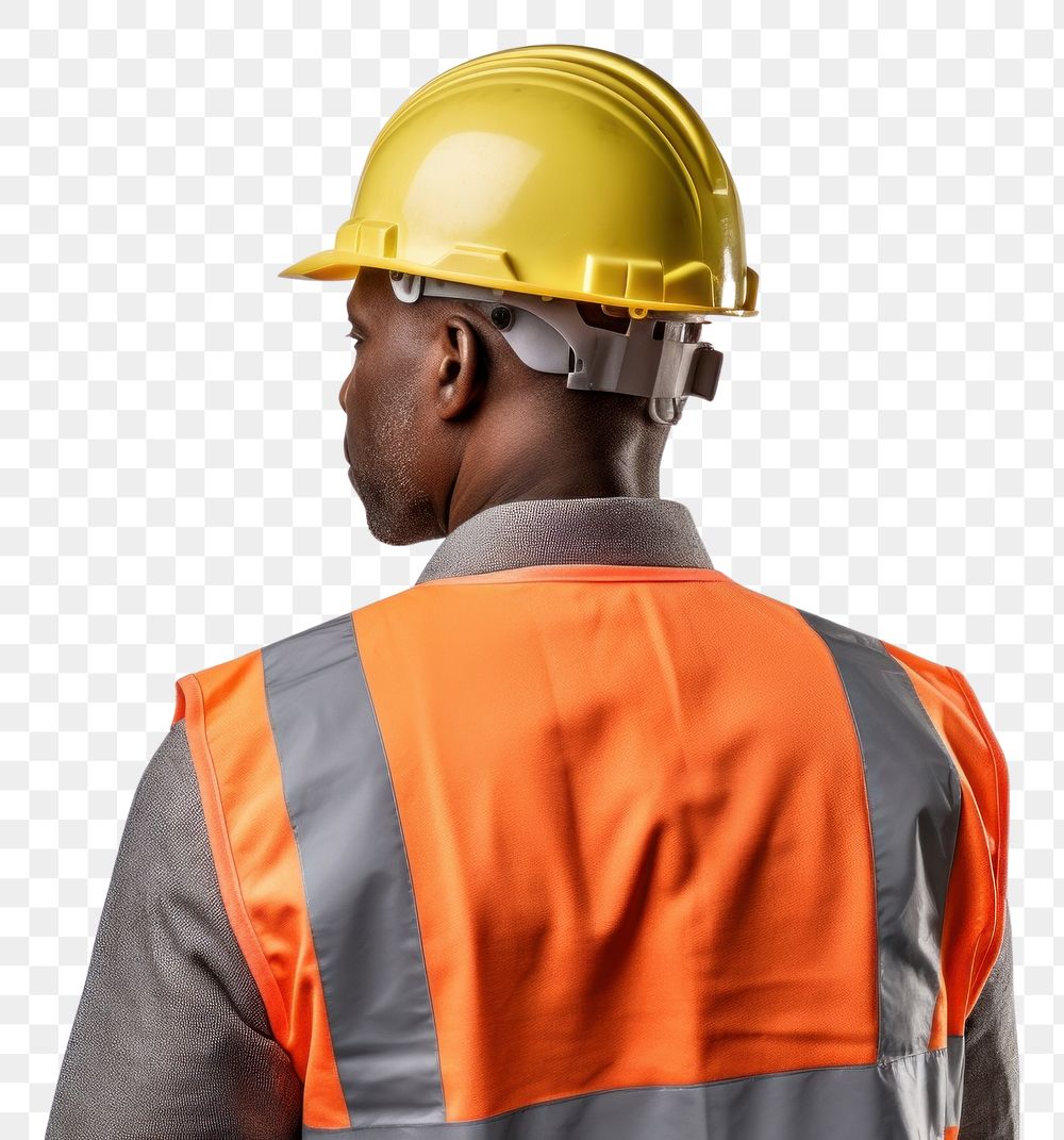 PNG Engineering wearing hardhat and reflective vest engineering helmet adult. AI generated Image by rawpixel.