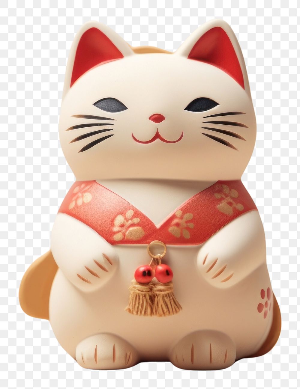 PNG Japanese lucky cat figurine toy anthropomorphic. AI generated Image by rawpixel.