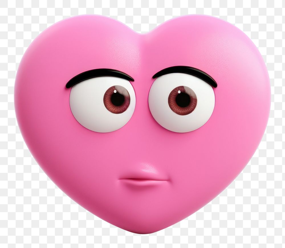 PNG  Pink heart cartoon face toy. AI generated Image by rawpixel.