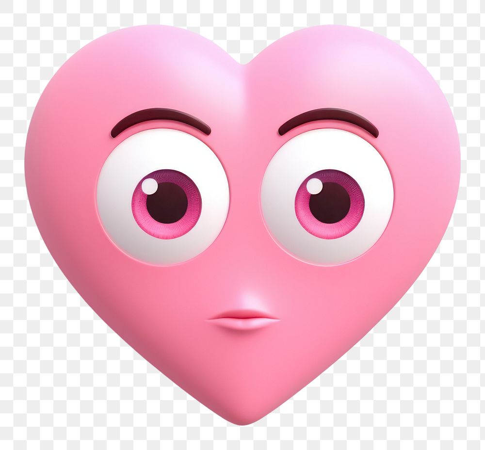 PNG  Pink heart face cartoon white background. AI generated Image by rawpixel.
