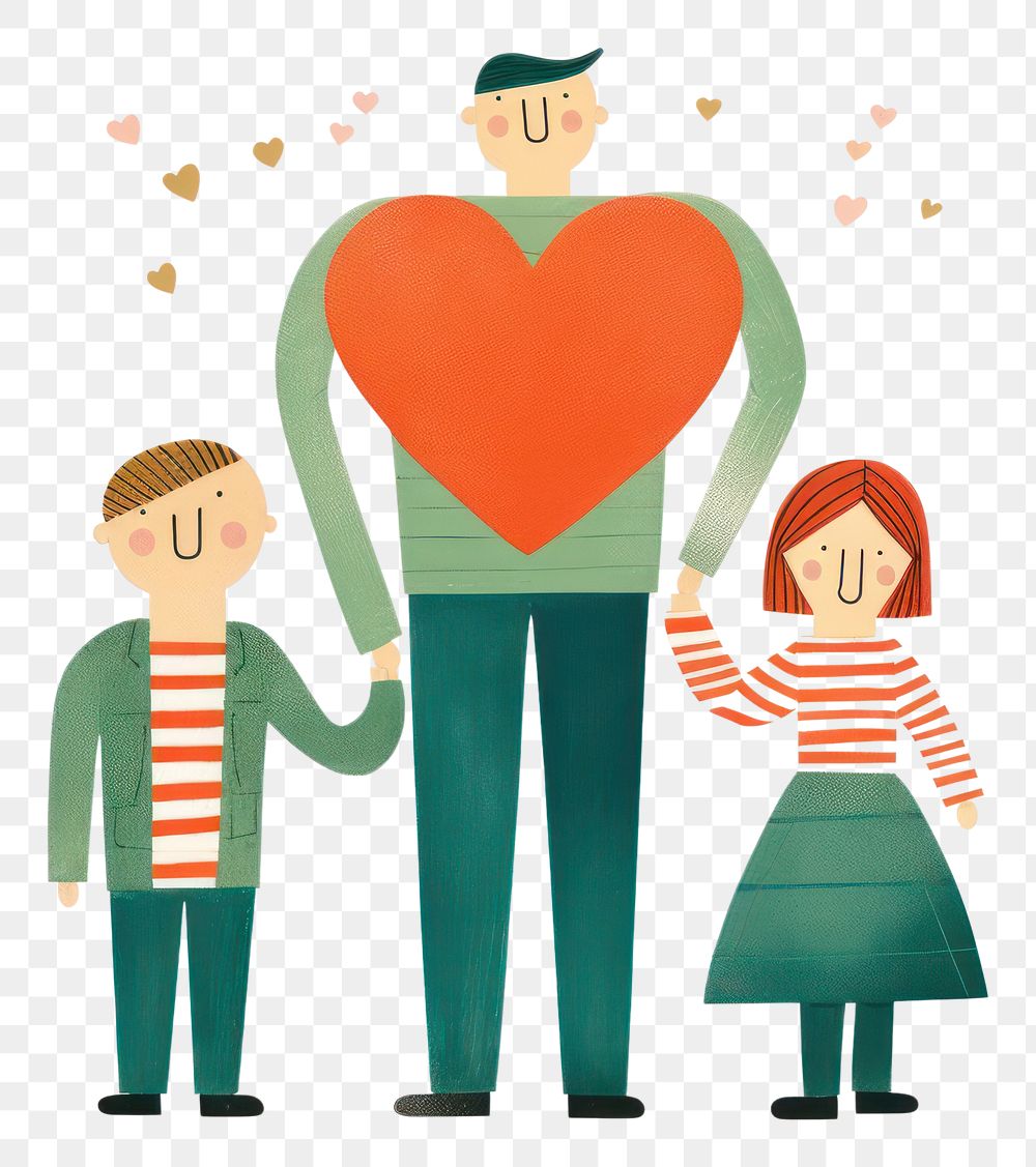 PNG  A three of family members holding a heart adult togetherness celebration. AI generated Image by rawpixel.