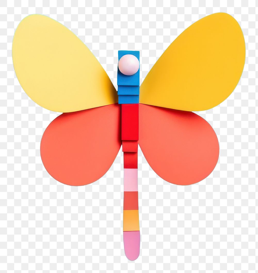 PNG  A cute butterfly with a flower dragonfly insect invertebrate. AI generated Image by rawpixel.