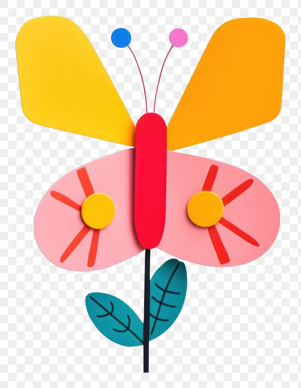 PNG  A cute butterfly with a flower art creativity fragility. AI generated Image by rawpixel.