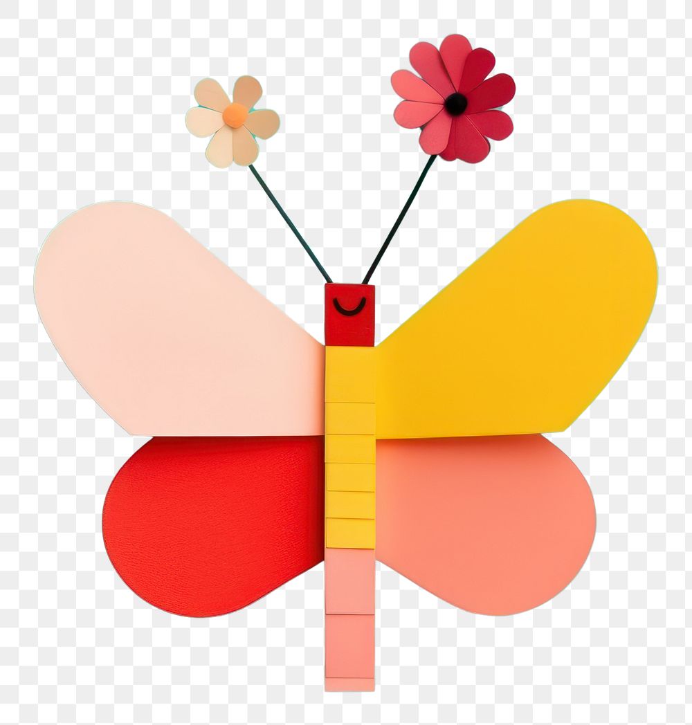 PNG  A cute butterfly with a flower creativity fragility cartoon. AI generated Image by rawpixel.
