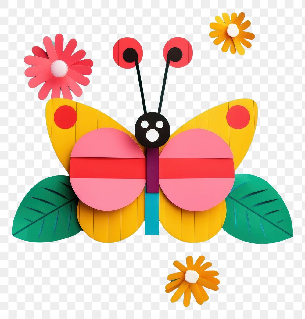 PNG  A cute butterfly with a flower nature plant art. AI generated Image by rawpixel.