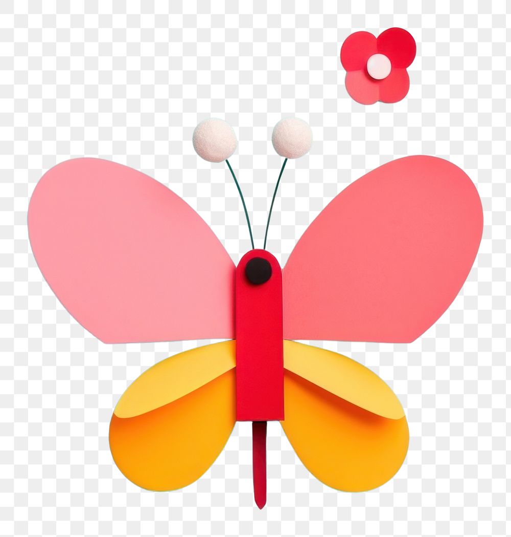 PNG  A cute butterfly with a flower animal creativity cartoon. AI generated Image by rawpixel.
