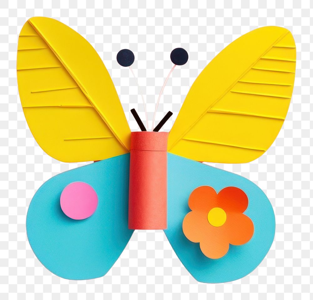 PNG  A cute butterfly with a flower art representation magnification. AI generated Image by rawpixel.