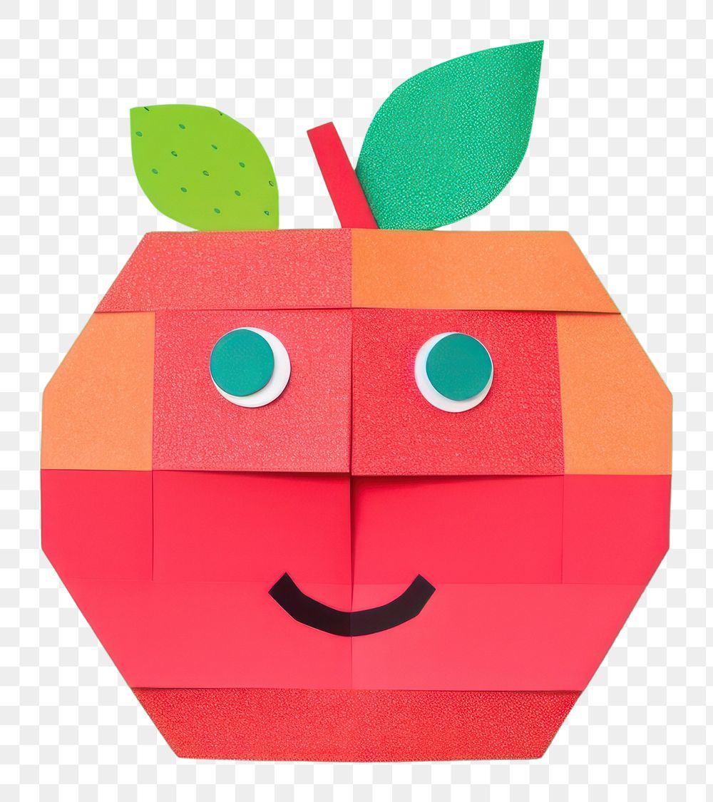 PNG  Apple paper art anthropomorphic. AI generated Image by rawpixel.