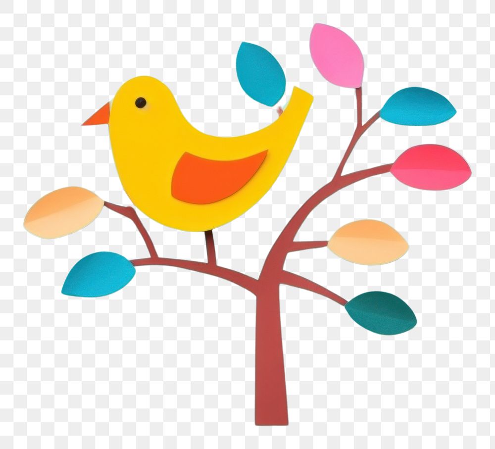 PNG  Bird on tree celebration decoration creativity. AI generated Image by rawpixel.