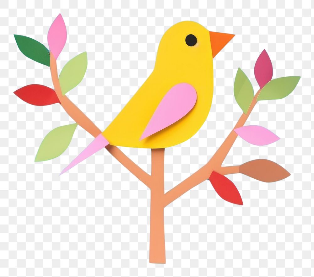 PNG  Bird on tree animal canary nature. AI generated Image by rawpixel.