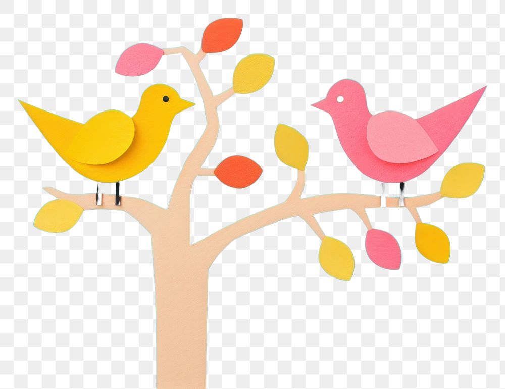 PNG  Two birds on tree togetherness celebration creativity. AI generated Image by rawpixel.