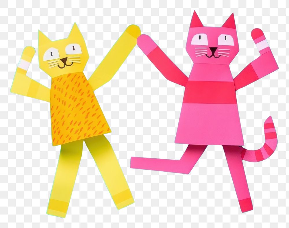 PNG  Two cute couple of cat enjoy dancing next to each other art toy representation. AI generated Image by rawpixel.
