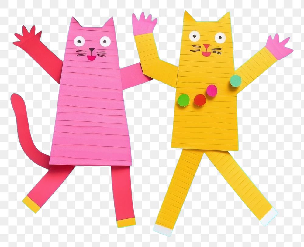 PNG  Two cute couple of cat enjoy dancing next to each other toy anthropomorphic representation. AI generated Image by…