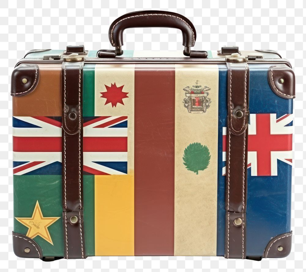 PNG Vintage suitcase luggage flag bag. AI generated Image by rawpixel.