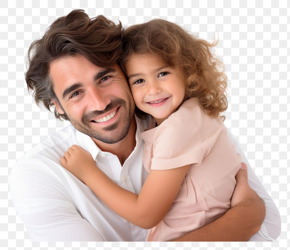PNG Girl father hugging smile embracing portrait. AI generated Image by rawpixel.