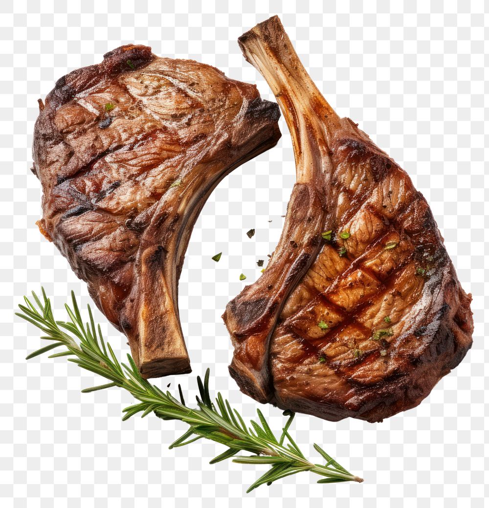 PNG Tomahawk steaks grilled meat food. AI generated Image by rawpixel.