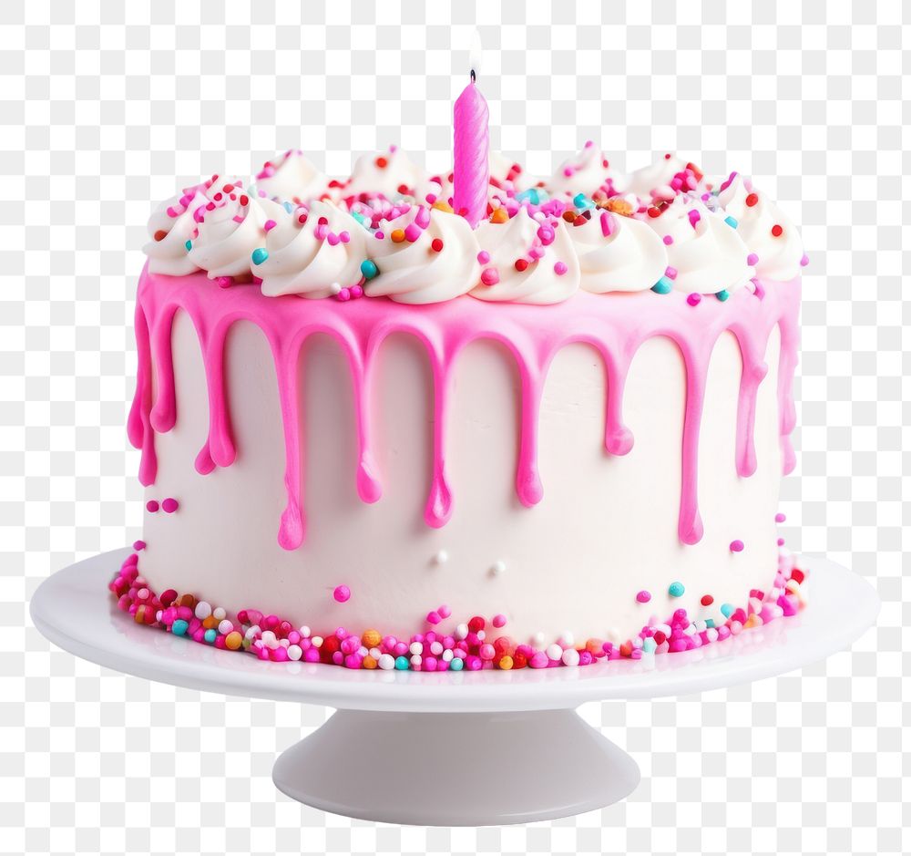 PNG Pink dripping frosting icing with colorful sprinkles dessert cream cake. AI generated Image by rawpixel.