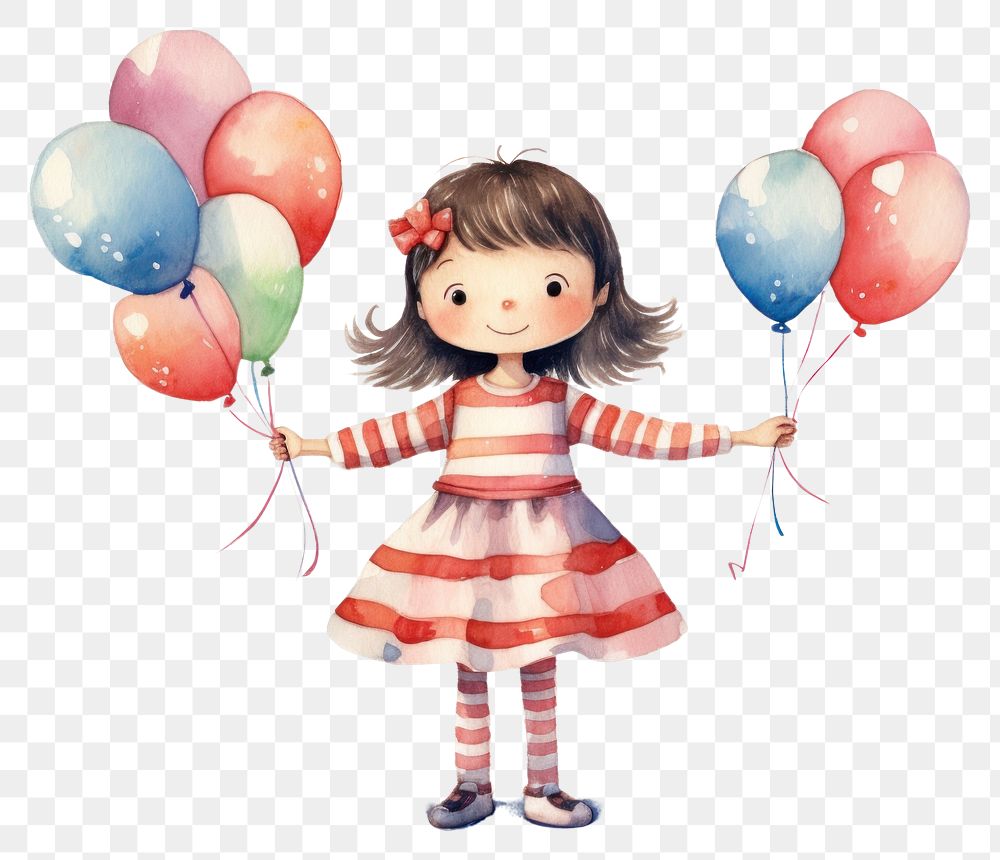 PNG  Girl birthday party balloon cute toy. AI generated Image by rawpixel.