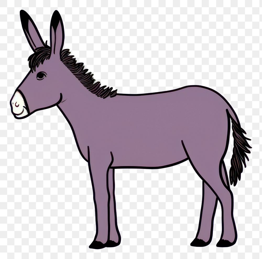 PNG Donkey cartoon animal mammal. AI generated Image by rawpixel.
