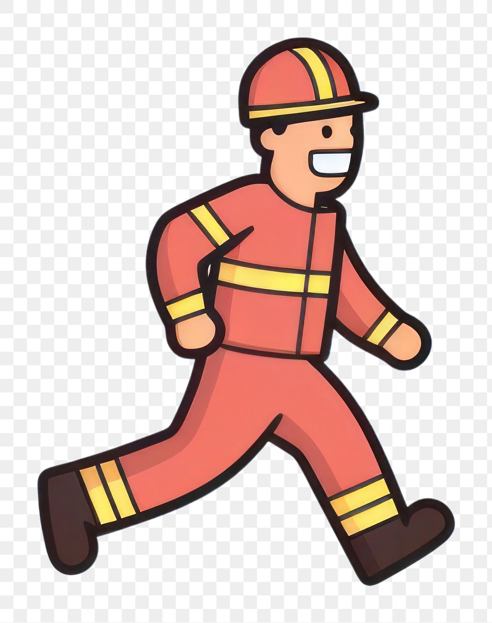 PNG Firefighter running cartoon helmet line. 