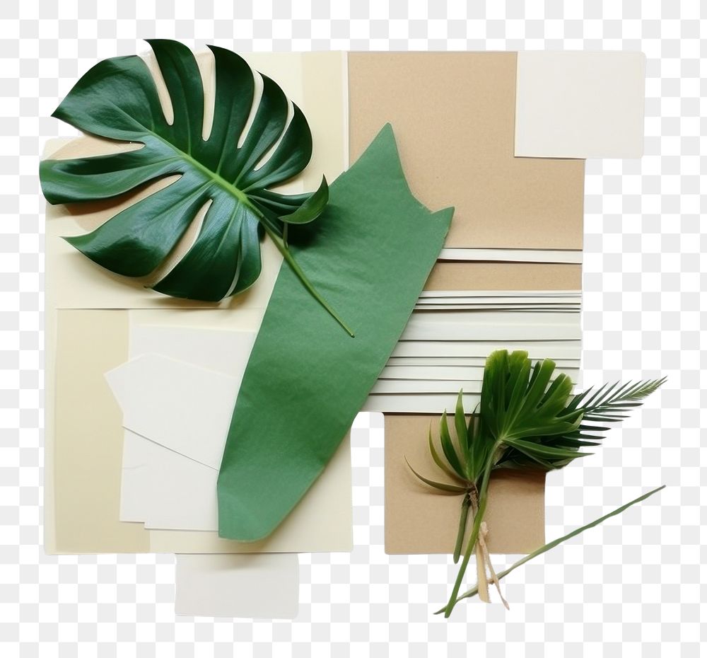 PNG Tropical leaves with tape plant leaf origami. AI generated Image by rawpixel.