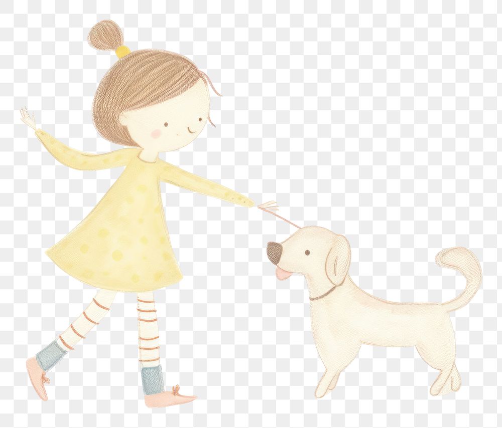 PNG Girl character playing with dog drawing mammal animal. AI generated Image by rawpixel.