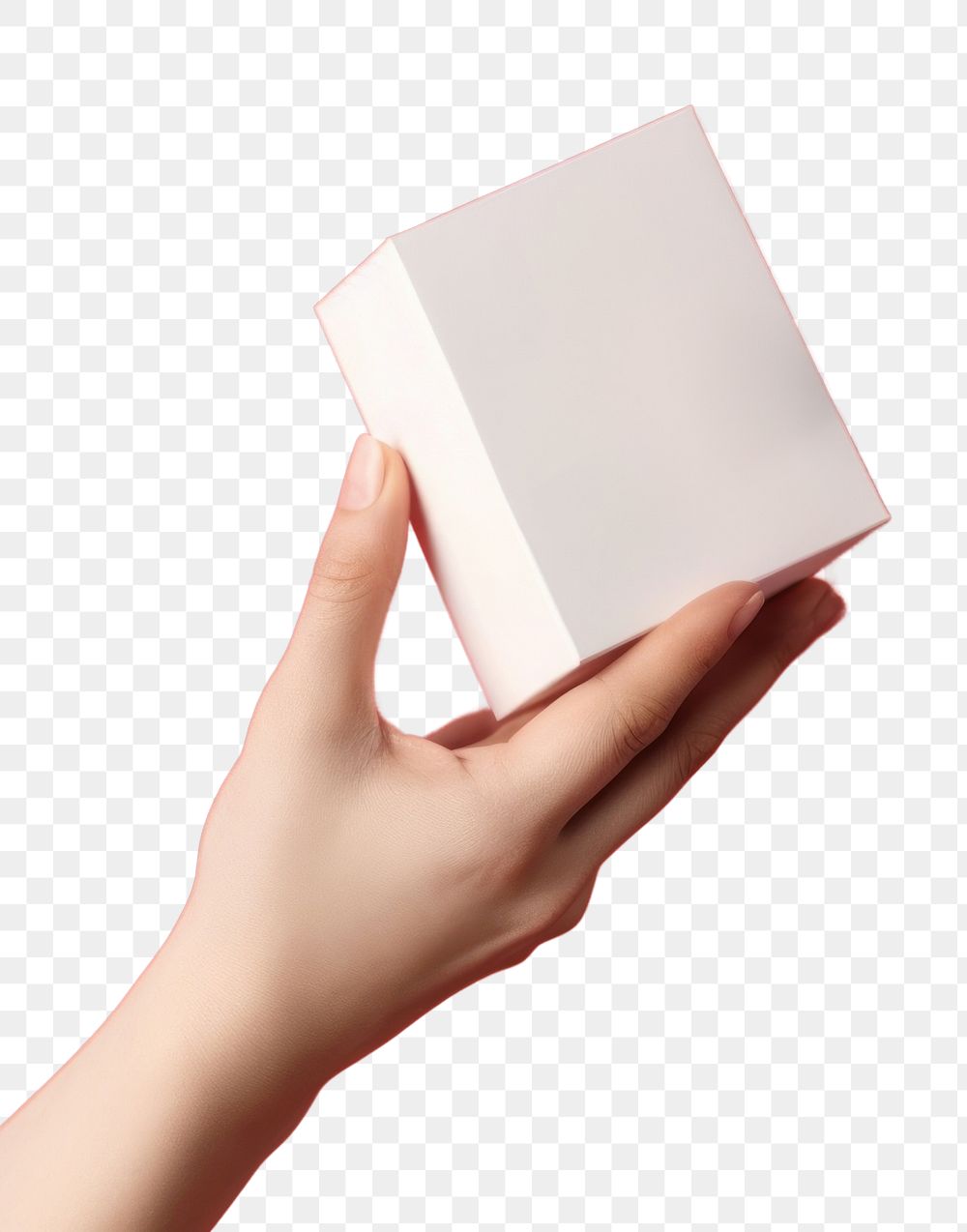 PNG Gift box with blank tag holding paper hand. AI generated Image by rawpixel.