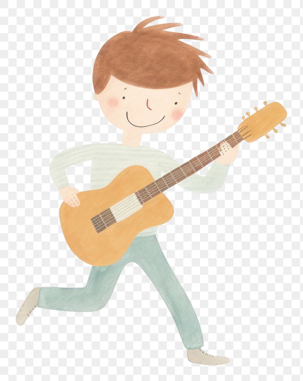 PNG Boy character playing guitar musician performance creativity. AI generated Image by rawpixel.