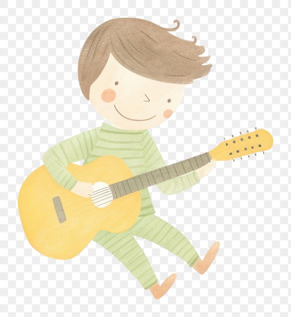 PNG Boy character playing guitar drawing sketch performance. AI generated Image by rawpixel.