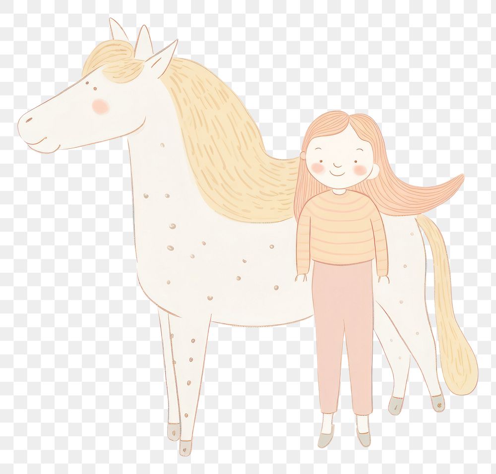 PNG Girl character with unicorn drawing animal mammal. AI generated Image by rawpixel.