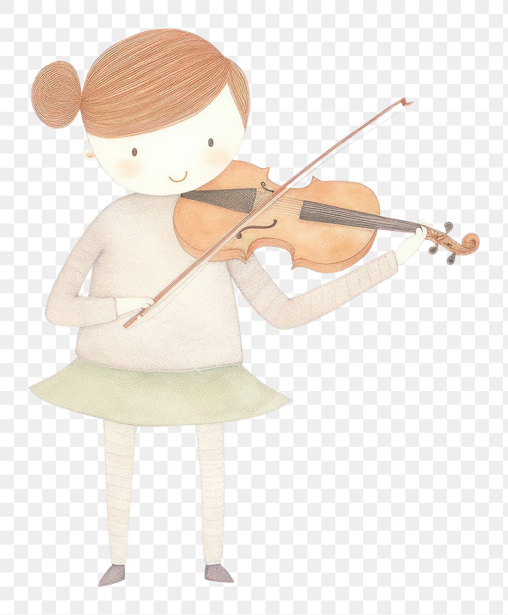 PNG Girl character playing violin white background concentration performance. AI generated Image by rawpixel.