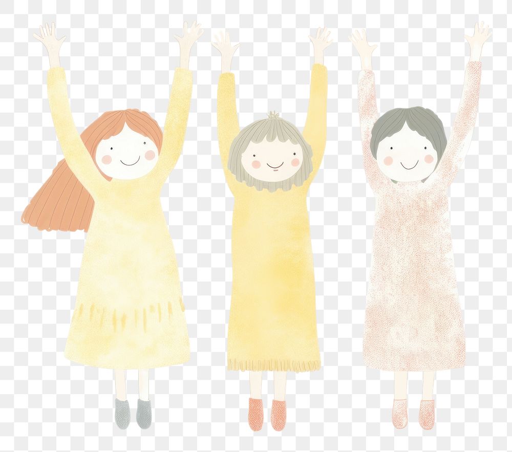 PNG Girl group character put hand up adult child representation. AI generated Image by rawpixel.