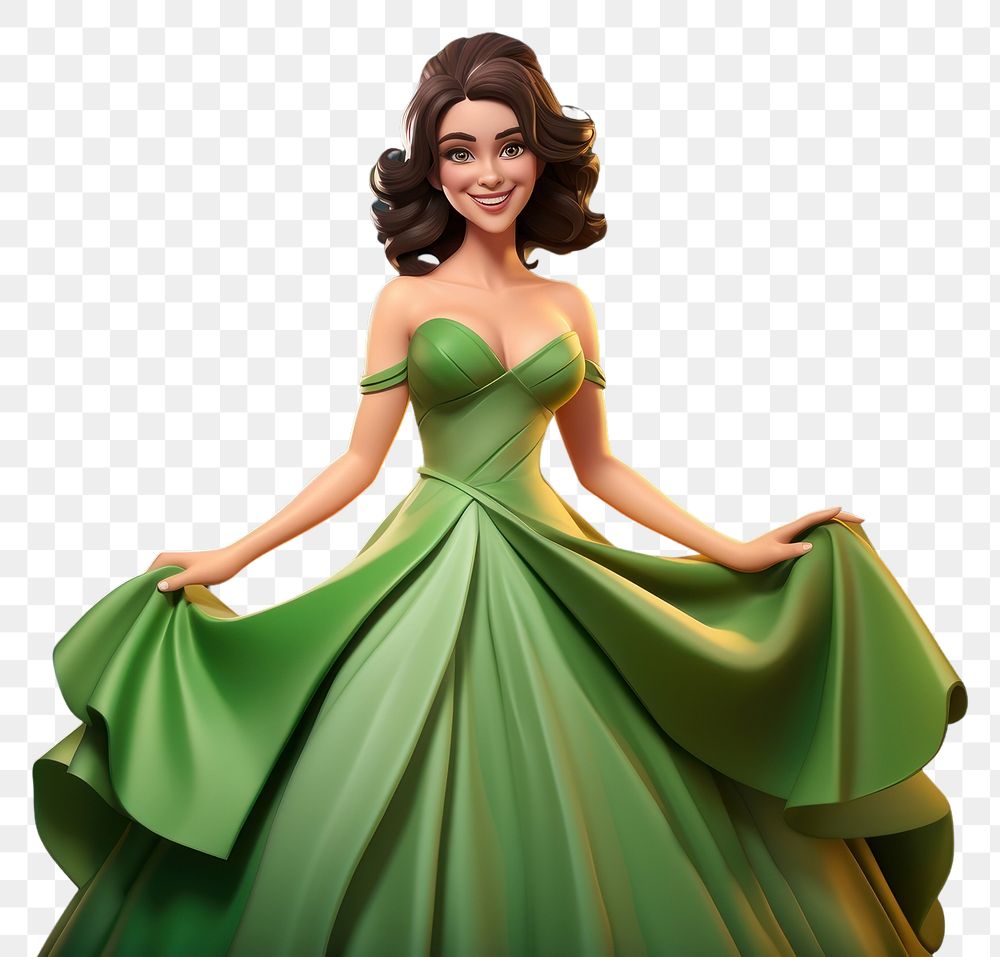 PNG Happy woman in prom dress cartoon fashion adult. AI generated Image by rawpixel.
