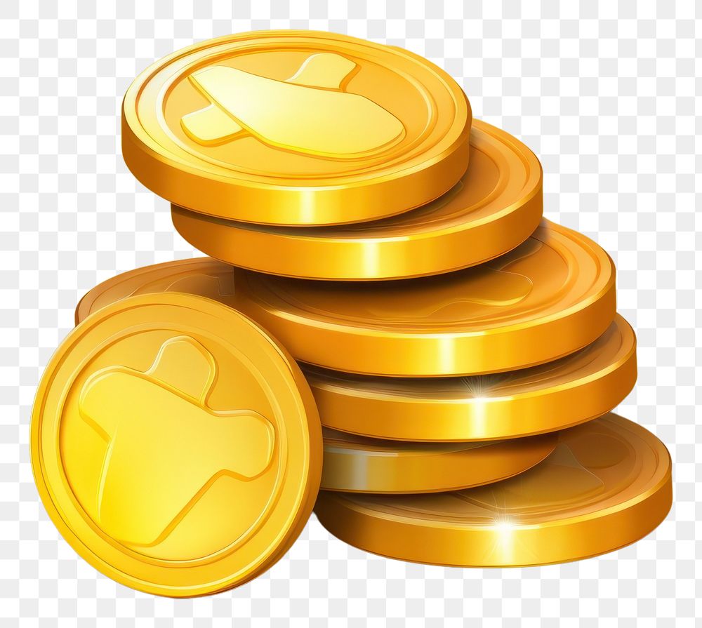 PNG Gold coins floating yellow investment currency. AI generated Image by rawpixel.