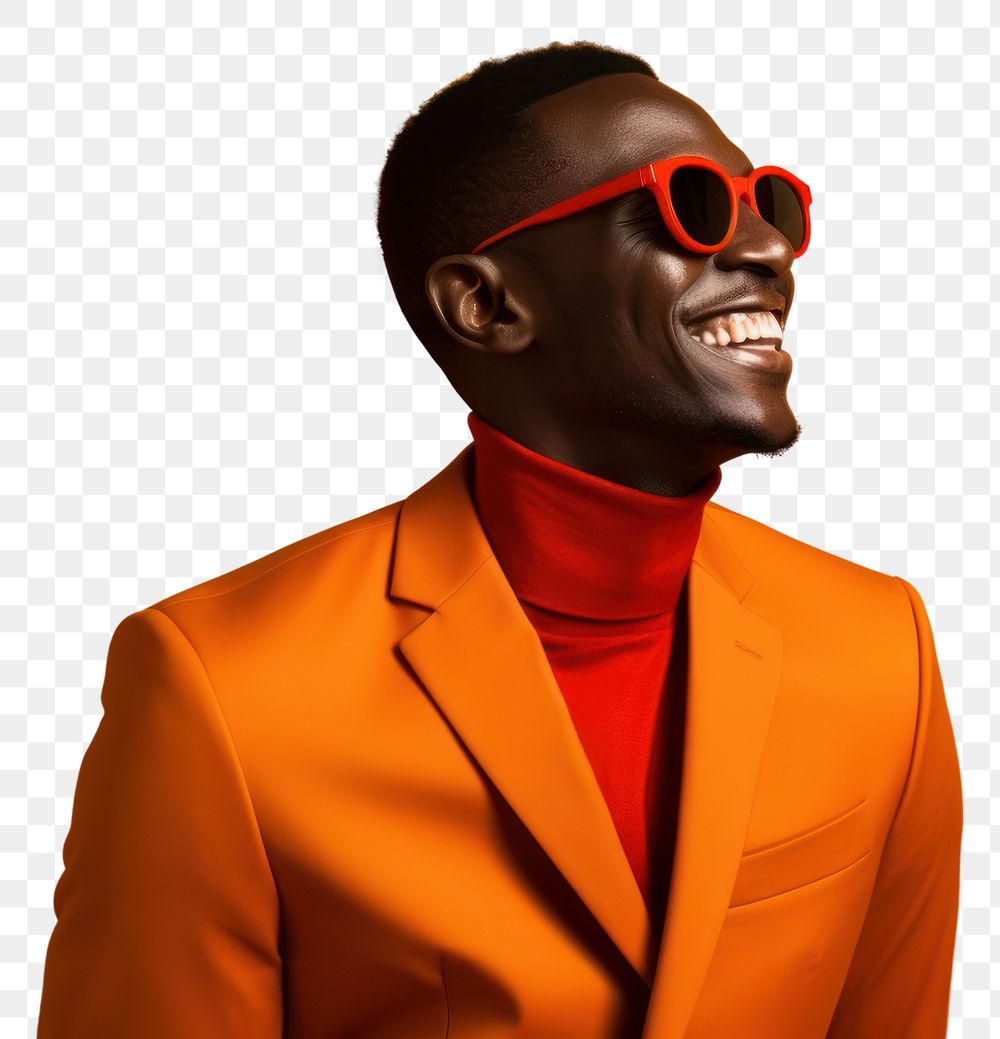 PNG  African man with pop red color glasses yellow adult sunglasses. AI generated Image by rawpixel.