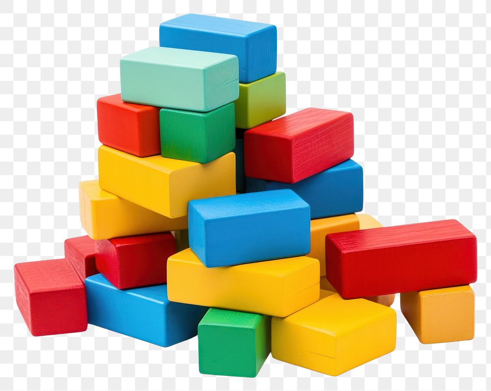 PNG Colorful blocks toy white background construction. AI generated Image by rawpixel.